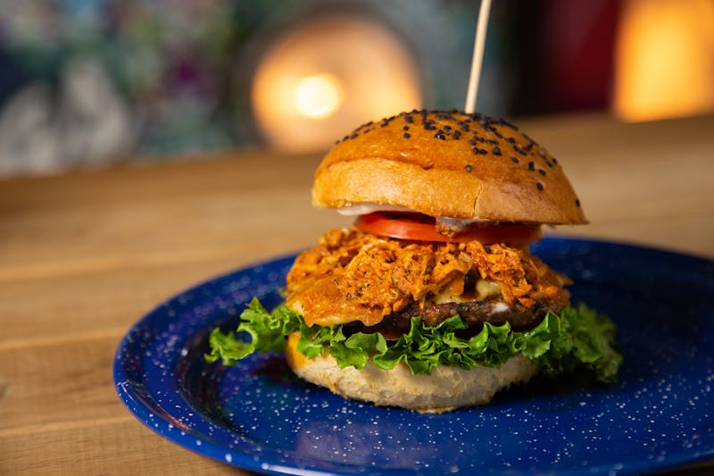 BBQ Smokehouse Pizza topped with pulled pork and onions