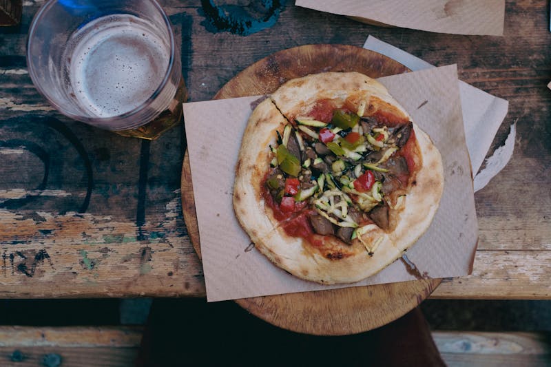 Veggie Harvest pizza with roasted vegetables