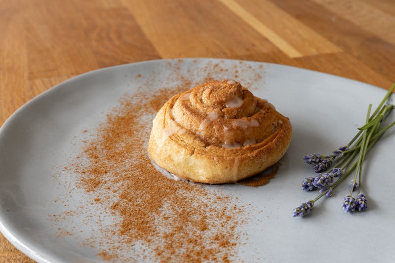 Cinnamon sugar dessert pizza with icing drizzle